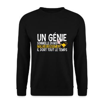 Un génie sommeille en moi malheureusement il dort - Sweat-shirt Unisexe - noir - Devant - Alina (178cm) & Michal (187cm)