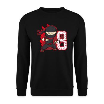 Ninja Fighter Birthday Boy 8 years old Ninjas - Unisex Sweatshirt - black - Front - Alina (178cm) & Michal (187cm)