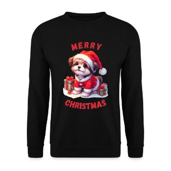 Cute Christmas dog with Christmas gifts - Unisex Sweatshirt - black - Front - Alina (178cm) & Michal (187cm)