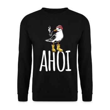 Seagull - Ahoy - North Sea - Gift - Unisex Sweatshirt - black - Front - Alina (178cm) & Michal (187cm)