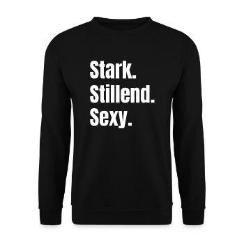 Stillen mit Stil: Stark. Stillend. Sexy. - Unisex Pullover - Schwarz - Vorne - Alina (178cm) & Michal (187cm)
