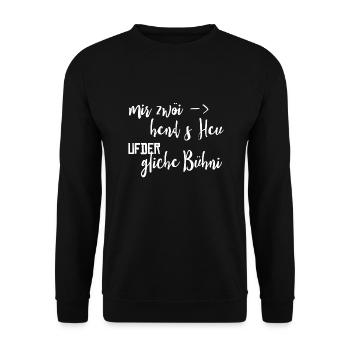Schweizerdeutsch Beste Freunde - Sprichwort - Unisex Pullover - Schwarz - Vorne - Alina (178cm) & Michal (187cm)