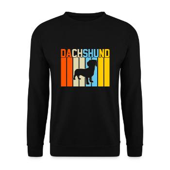 Dackel Retro-Design Dackel Geschenk - Unisex Pullover - Schwarz - Vorne - Alina (178cm) & Michal (187cm)