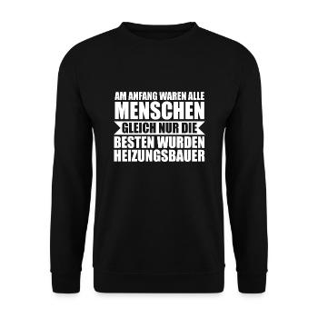 Heizungsbauer Beruf Installateur Geschenk - Unisex Pullover - Schwarz - Vorne - Alina (178cm) & Michal (187cm)