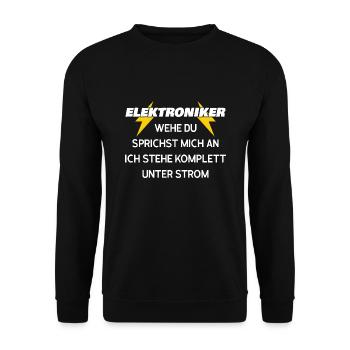 Elektroniker Beruf Elektromeister Geschenk - Unisex Pullover - Schwarz - Vorne - Alina (178cm) & Michal (187cm)