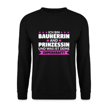 Bauherrin Bauherr Bauherrinnen Geschenk - Unisex Pullover - Schwarz - Vorne - Alina (178cm) & Michal (187cm)