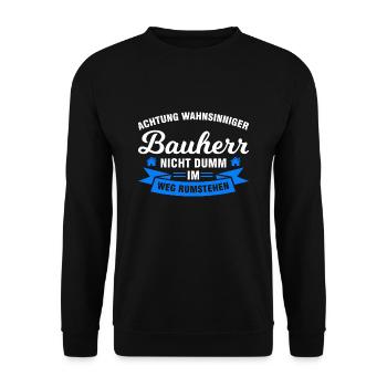 Bauherr Bauherrin Eigenheim Geschenk - Unisex Pullover - Schwarz - Vorne - Alina (178cm) & Michal (187cm)
