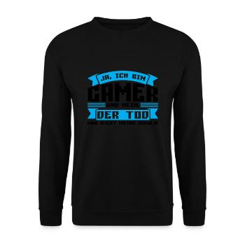 Gaming Zocken Zocker Geschenk - Unisex Pullover - Schwarz - Vorne - Alina (178cm) & Michal (187cm)
