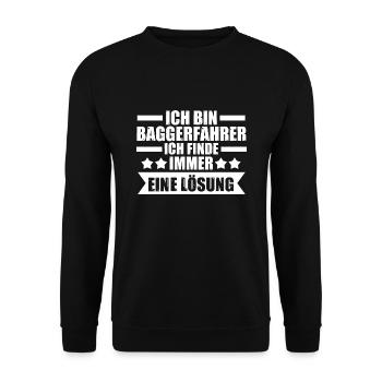 Baggerfahrer Job Bauarbeiter Geschenk - Unisex Pullover - Schwarz - Vorne - Alina (178cm) & Michal (187cm)