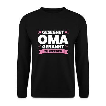 Oma Großmutter Omi Geschenk - Unisex Pullover - Schwarz - Vorne - Alina (178cm) & Michal (187cm)