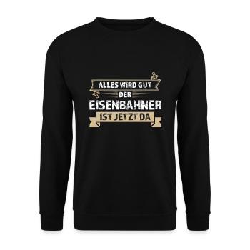 Eisenbahner Beruf Lokführer Geschenk - Unisex Pullover - Schwarz - Vorne - Alina (178cm) & Michal (187cm)