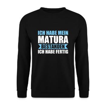 Matura Prüfung Maturant Geschenk - Unisex Pullover - Schwarz - Vorne - Alina (178cm) & Michal (187cm)