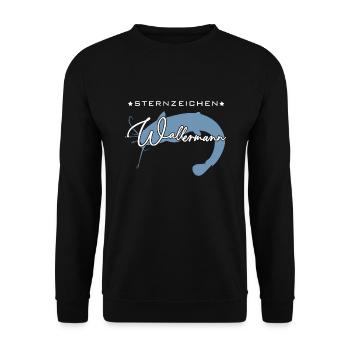Sternzeichen Wallermann lustiger Wallerspruch Wels - Unisex Pullover - Schwarz - Vorne - Alina (178cm) & Michal (187cm)