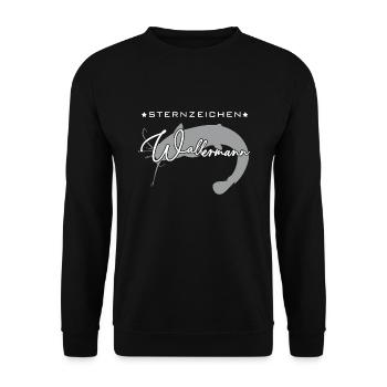 Sternzeichen Wallermann lustiger Wallerspruch Wels - Unisex Pullover - Schwarz - Vorne - Alina (178cm) & Michal (187cm)
