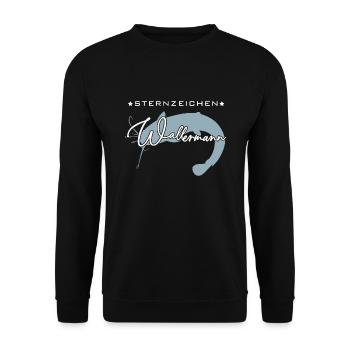 Sternzeichen Wallermann lustiger Wallerspruch Wels - Unisex Pullover - Schwarz - Vorne - Alina (178cm) & Michal (187cm)