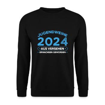 Jugendweihe 2024 Jugend Erwachsen Werden Geschenk - Unisex Pullover - Schwarz - Vorne - Alina (178cm) & Michal (187cm)