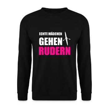 Rudern Mädchen Ruderer Ruder Geschenk - Unisex Pullover - Schwarz - Vorne - Alina (178cm) & Michal (187cm)