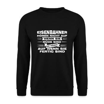 Eisenbahner Beruf Zug Geschenk - Unisex Pullover - Schwarz - Vorne - Alina (178cm) & Michal (187cm)