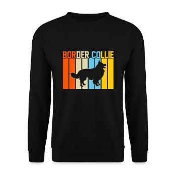 Border Collie Retro-Design Border Collie Geschenk - Unisex Pullover - Schwarz - Vorne - Alina (178cm) & Michal (187cm)