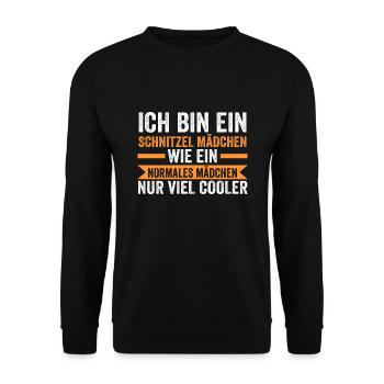Schnitzel Mädchen Schnitzel Mädchen Geschenk - Unisex Pullover - Schwarz - Vorne - Alina (178cm) & Michal (187cm)
