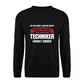 Techniker Beruf Fachmann Technik Geschenk - Unisex Pullover - Schwarz - Vorne - Alina (178cm) & Michal (187cm)
