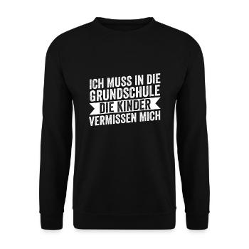 Grundschule Lehrer Grundschullehrerin Geschenk - Unisex Pullover - Schwarz - Vorne - Alina (178cm) & Michal (187cm)