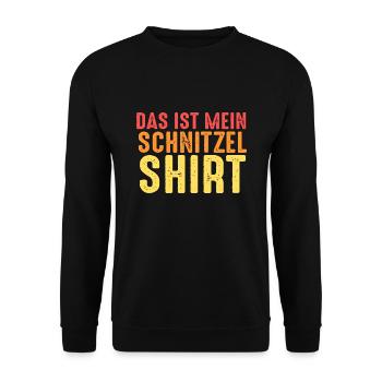 Schnitzel Wiener Schnitzelliebhaber Geschenk - Unisex Pullover - Schwarz - Vorne - Alina (178cm) & Michal (187cm)