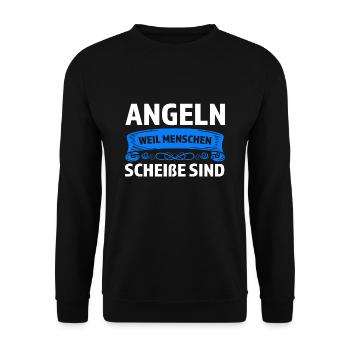 Angeln Fisch Fischer Angler Angeln Geschenk - Unisex Pullover - Schwarz - Vorne - Alina (178cm) & Michal (187cm)