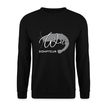 Welsdompteur Welsflüsterer Welsangler - Unisex Pullover - Schwarz - Vorne - Alina (178cm) & Michal (187cm)