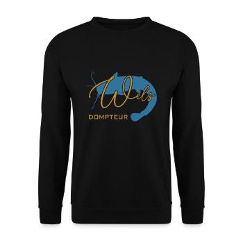 Welsdompteur Welsflüsterer Welsangler - Unisex Pullover - Schwarz - Vorne - Alina (178cm) & Michal (187cm)