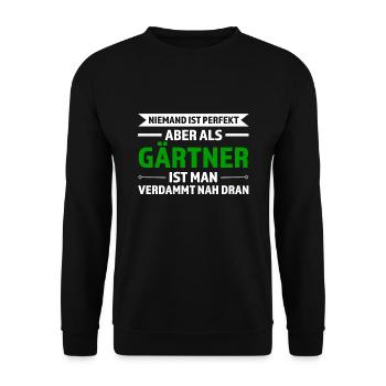 Gärtner Garten Gärtnerei Geschenk - Unisex Pullover - Schwarz - Vorne - Alina (178cm) & Michal (187cm)