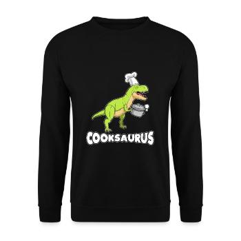 Koch Dinosaurier Cartoon Comic Lustig Geschenkidee - Unisex Pullover - Schwarz - Vorne - Alina (178cm) & Michal (187cm)