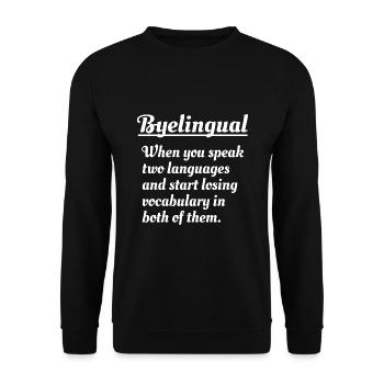 Byelingual Lustige Bilingual Zweisprachig - Unisex Pullover - Schwarz - Vorne - Alina (178cm) & Michal (187cm)