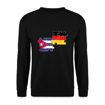 Kubaner Deutscher Flagge Liebe Deutschland Kuba - Unisex Pullover - Schwarz - Vorne - Alina (178cm) & Michal (187cm)