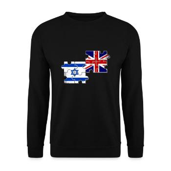 Israël Drapeau britannique Israélien Britannique - Sweat-shirt Unisexe - noir - Devant - Alina (178cm) & Michal (187cm)
