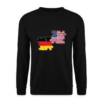 Deutschland USA Flagge Amerikanisch Deutsch - Unisex Pullover - Schwarz - Vorne - Alina (178cm) & Michal (187cm)