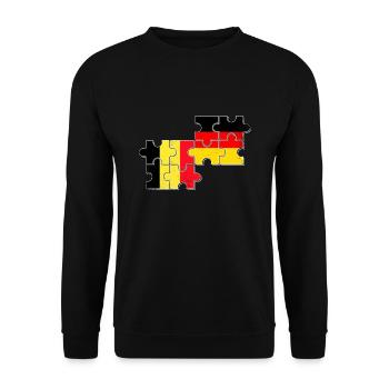 Belgien Deutschland Flagge Belgisch Deutsch - Unisex Pullover - Schwarz - Vorne - Alina (178cm) & Michal (187cm)