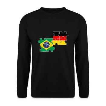Brasilien Deutschland Flagge Brasilianer Deutscher - Unisex Pullover - Schwarz - Vorne - Alina (178cm) & Michal (187cm)