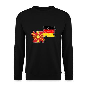 Nordmazedonien Deutschland Flagge - Unisex Pullover - Schwarz - Vorne - Alina (178cm) & Michal (187cm)