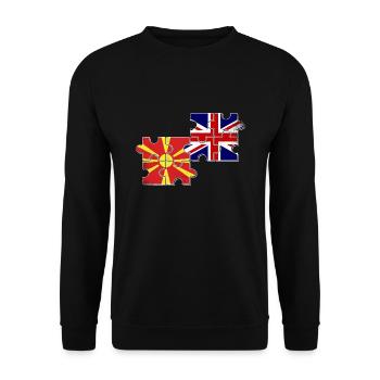 Nordmazedonien Großbritannien Flagge - Unisex Pullover - Schwarz - Vorne - Alina (178cm) & Michal (187cm)