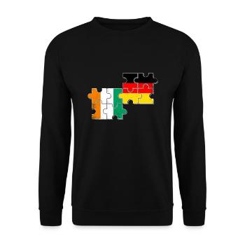 Elfenbeinküste Deutschland Herzschlag Flagge - Unisex Pullover - Schwarz - Vorne - Alina (178cm) & Michal (187cm)