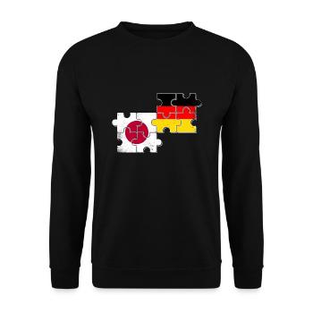 Japan Deutschland Flagge Japaner - Unisex Pullover - Schwarz - Vorne - Alina (178cm) & Michal (187cm)