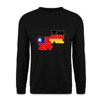 Taiwan Deutschland Flagge - Unisex Pullover - Schwarz - Vorne - Alina (178cm) & Michal (187cm)