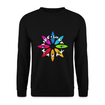 Live Love Kayak Kayaking Rowing Rower Canoe Rower - Unisex Pullover - Schwarz - Vorne - Alina (178cm) & Michal (187cm)