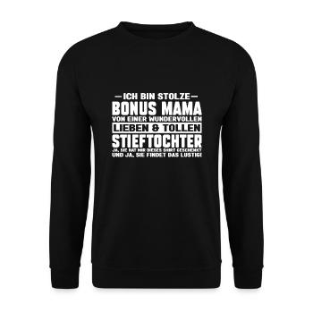 Bonus Mama Familie Stiefmama Geschenk - Unisex Pullover - Schwarz - Vorne - Alina (178cm) & Michal (187cm)