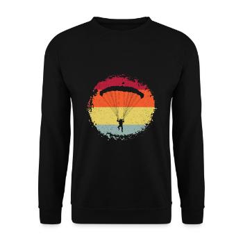 Retro Graphic Paragliding Paraglider Parachute Sky - Unisex Pullover - Schwarz - Vorne - Alina (178cm) & Michal (187cm)