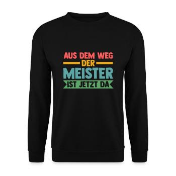 Meister Prüfung Meisterbrief Geschenk - Unisex Pullover - Schwarz - Vorne - Alina (178cm) & Michal (187cm)