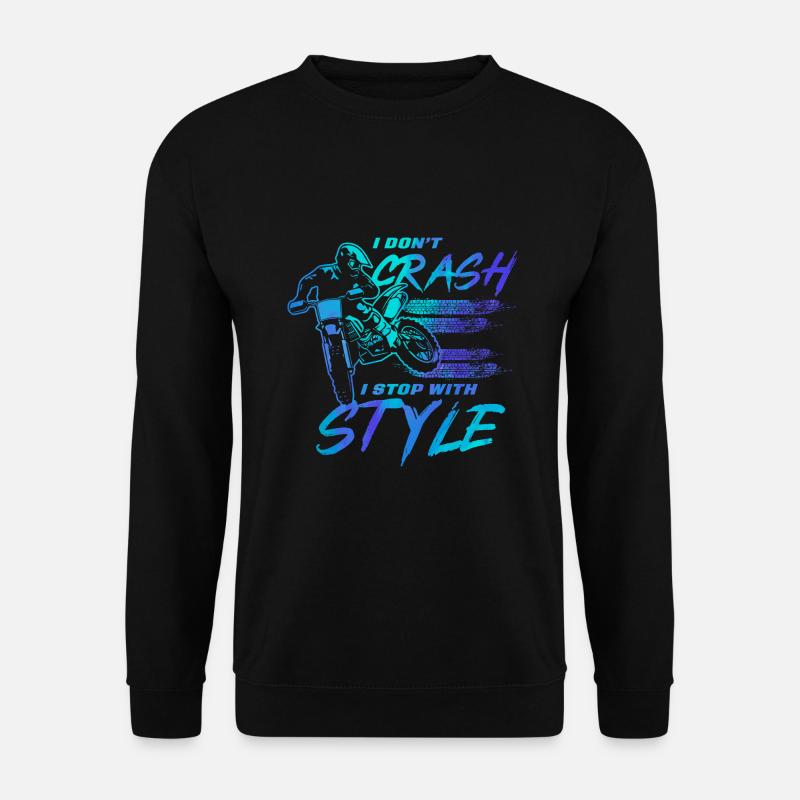 I Don't Crash I Do Random Gravity Checks Motocross - Unisex Pullover - Schwarz