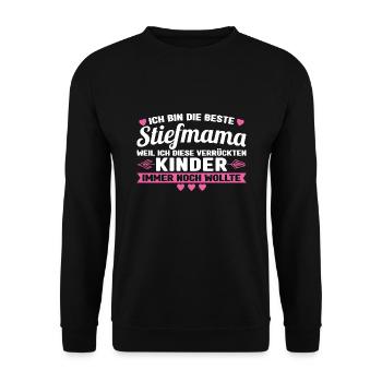 Stiefmama Familie Bonus Mama Geschenk - Unisex Pullover - Schwarz - Vorne - Alina (178cm) & Michal (187cm)