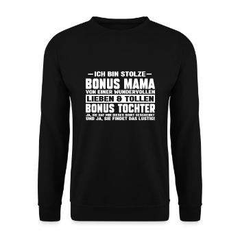 Bonus Mama Familie Stiefmutter Geschenk - Unisex Pullover - Schwarz - Vorne - Alina (178cm) & Michal (187cm)
